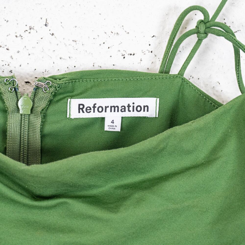 Reformation Caterina Babydoll Mini Dress in Green Organic cotton size 4 - Picture 3 of 10